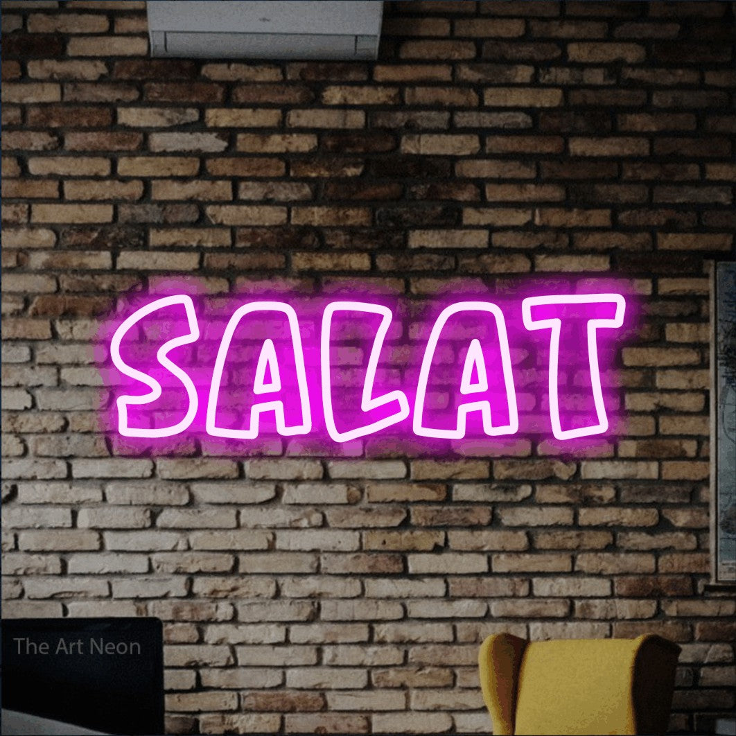 LED neon sign reading “Salat”, arranged in a single line.