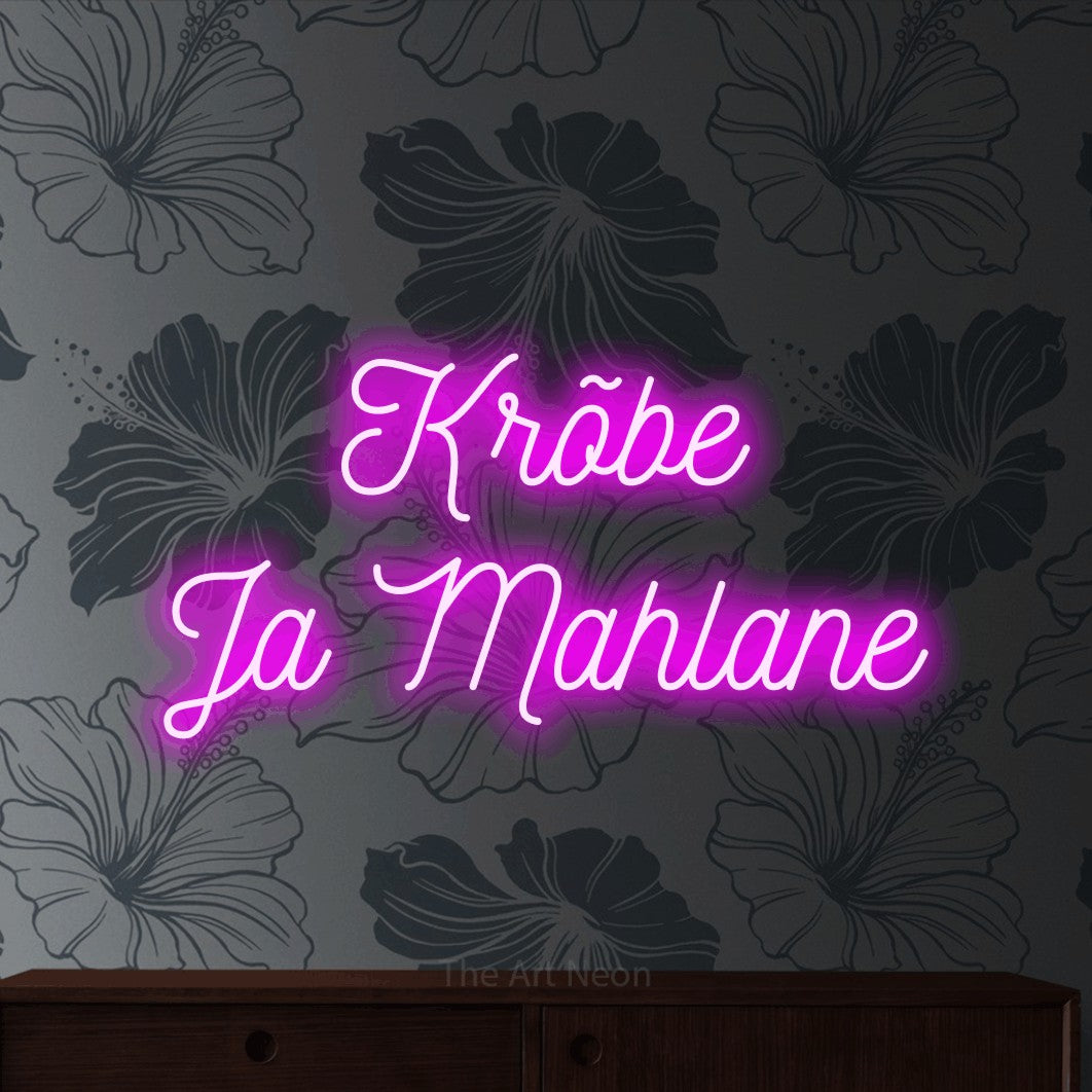 LED neon sign reading “Krõbe Ja Mahlane”, arranged in 2 lines.