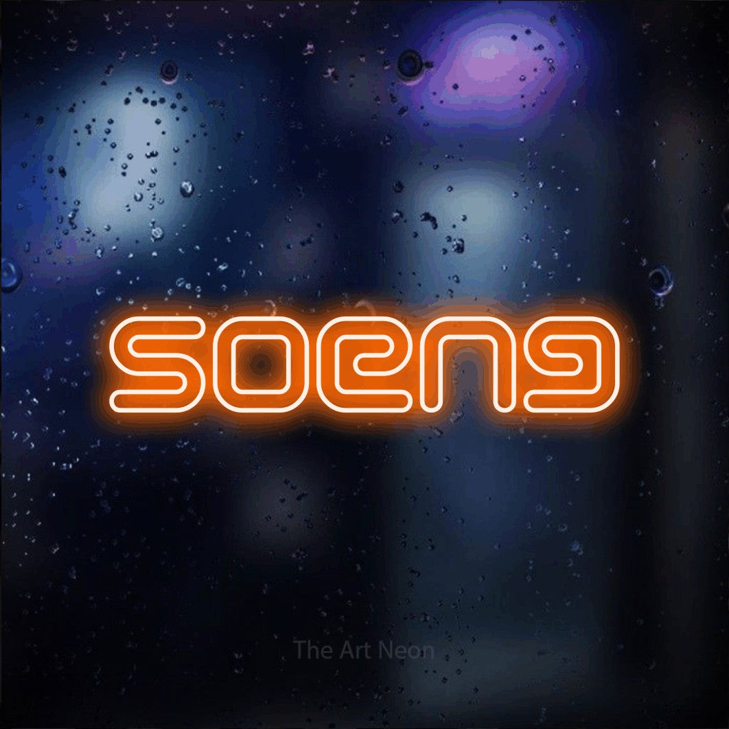 LED neon sign reading “soeng”, arranged in a single line.
