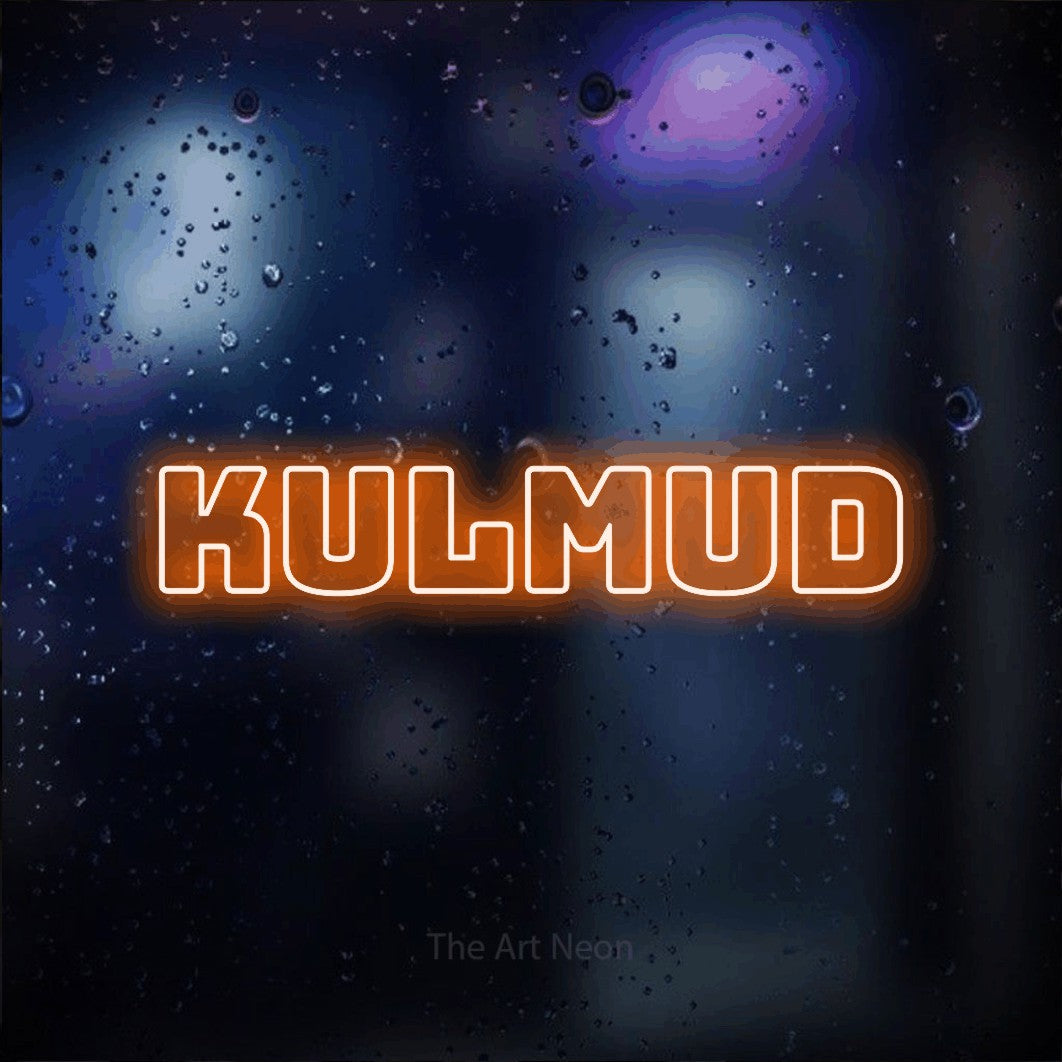 LED neon sign reading “KULMUD”, arranged in a single line.