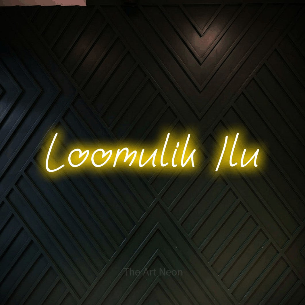 LED neon sign reading “Loomulik Ilu”, arranged in a single line.