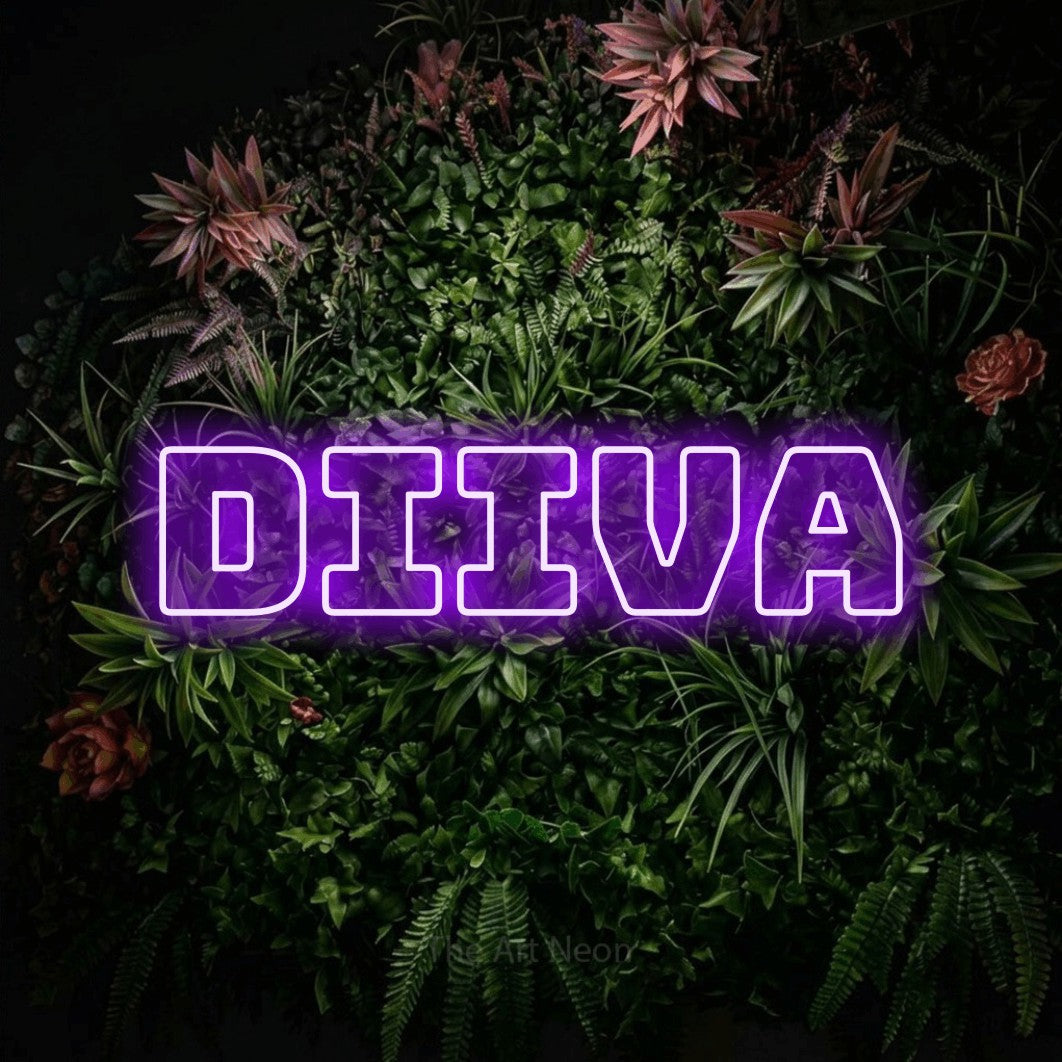 LED neon sign reading “DIIVA”, arranged in a single line.