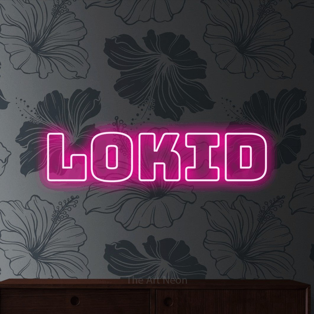LED neon sign reading “LOKID”, arranged in a single line.