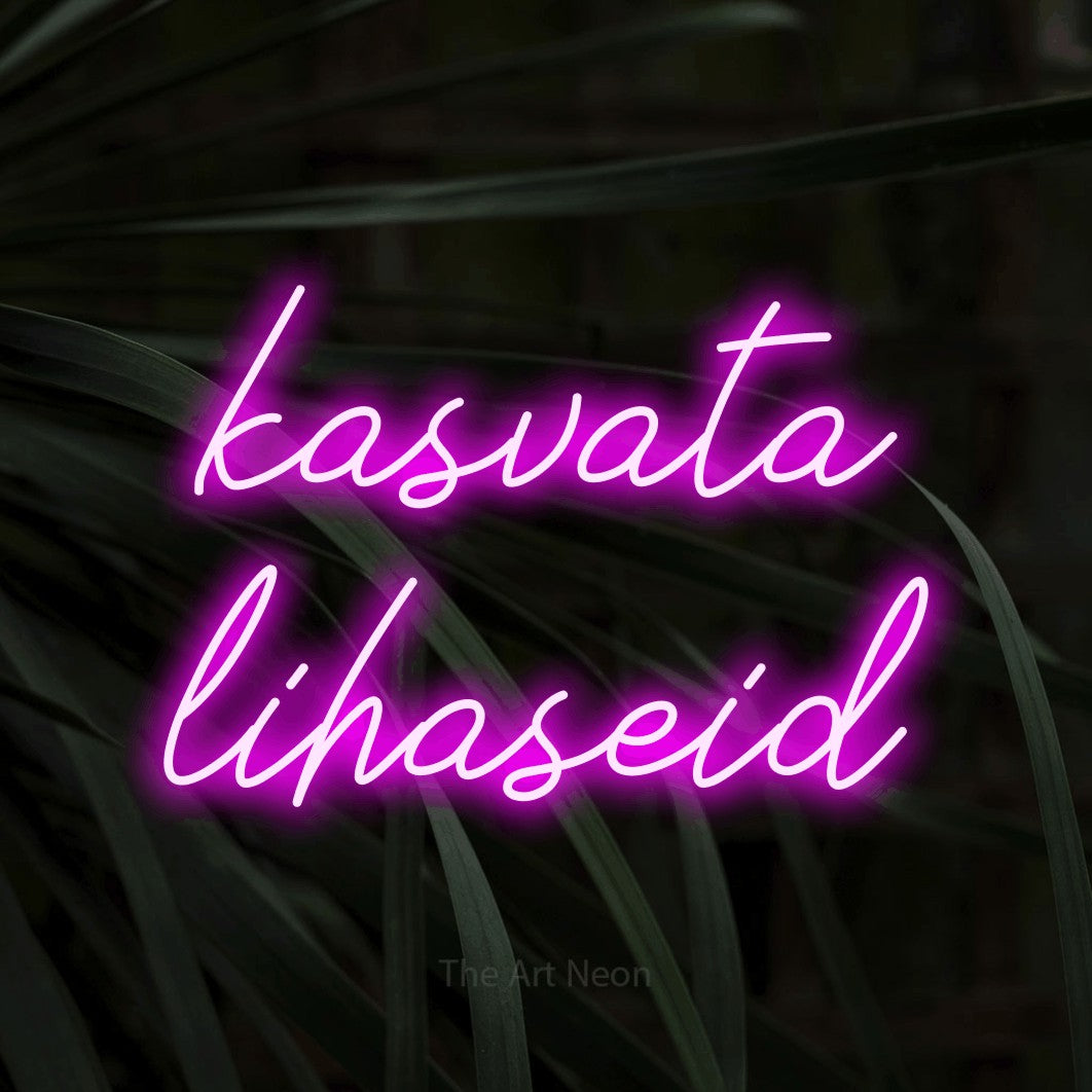 LED neon sign reading “kasvata lihaseid”, arranged in 2 lines.