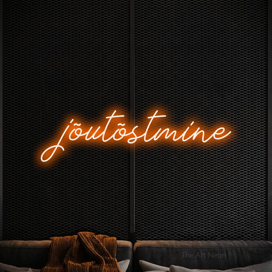 LED neon sign reading “jõutõstmine”, arranged in a single line.