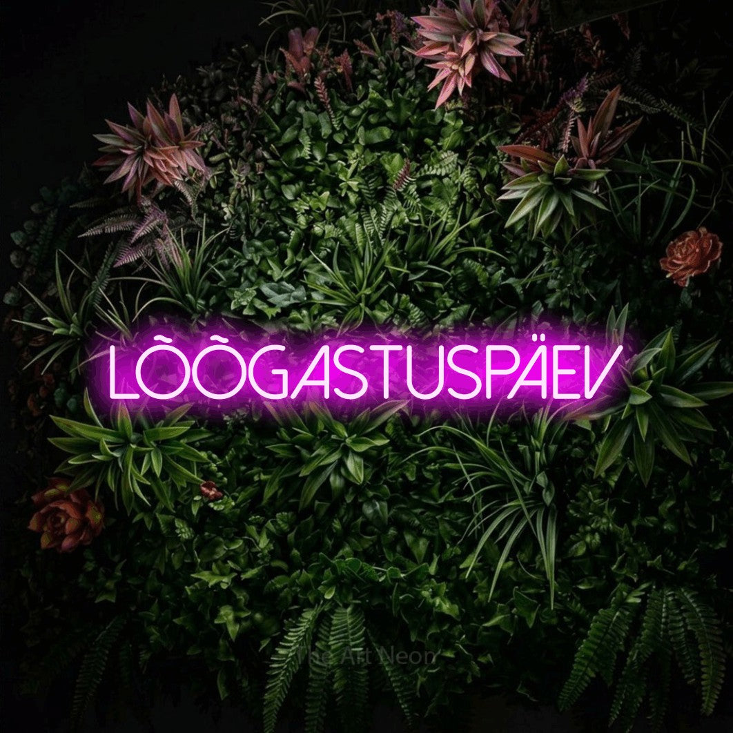 LED neon sign reading “lõõgastuspäev”, arranged in a single line.