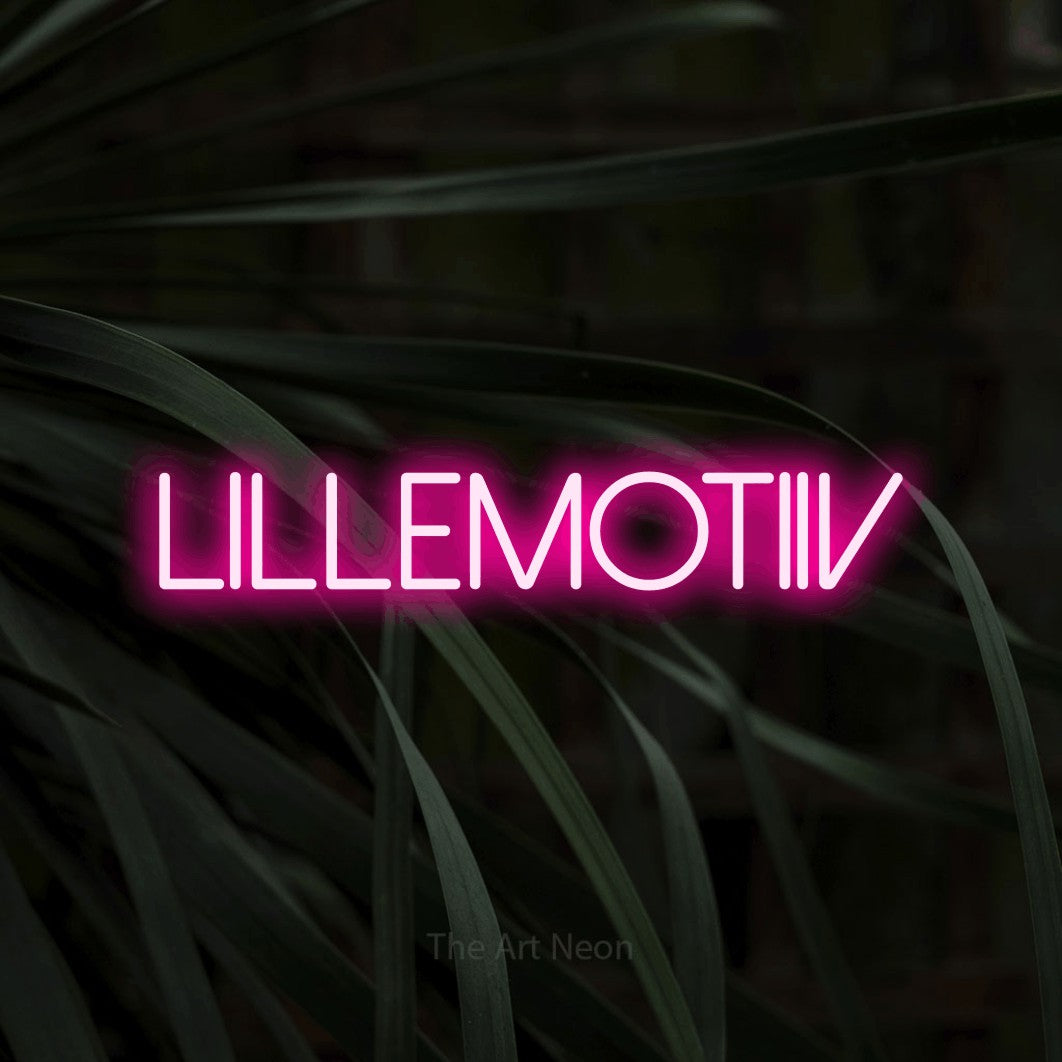 LED neon sign reading “LILLEMOTIIV”, arranged in a single line.
