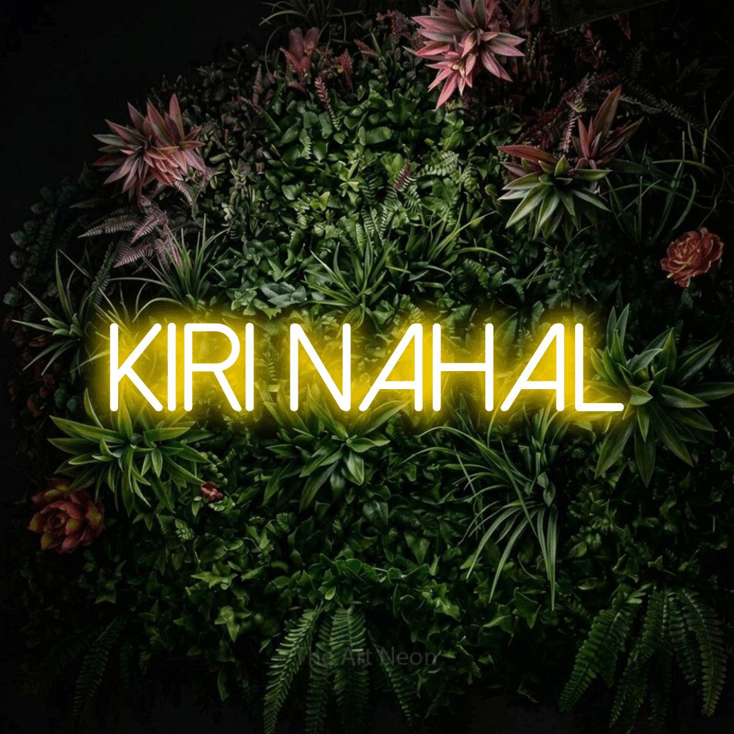 LED neon sign reading “Kiri Nahal”, arranged in a single line.