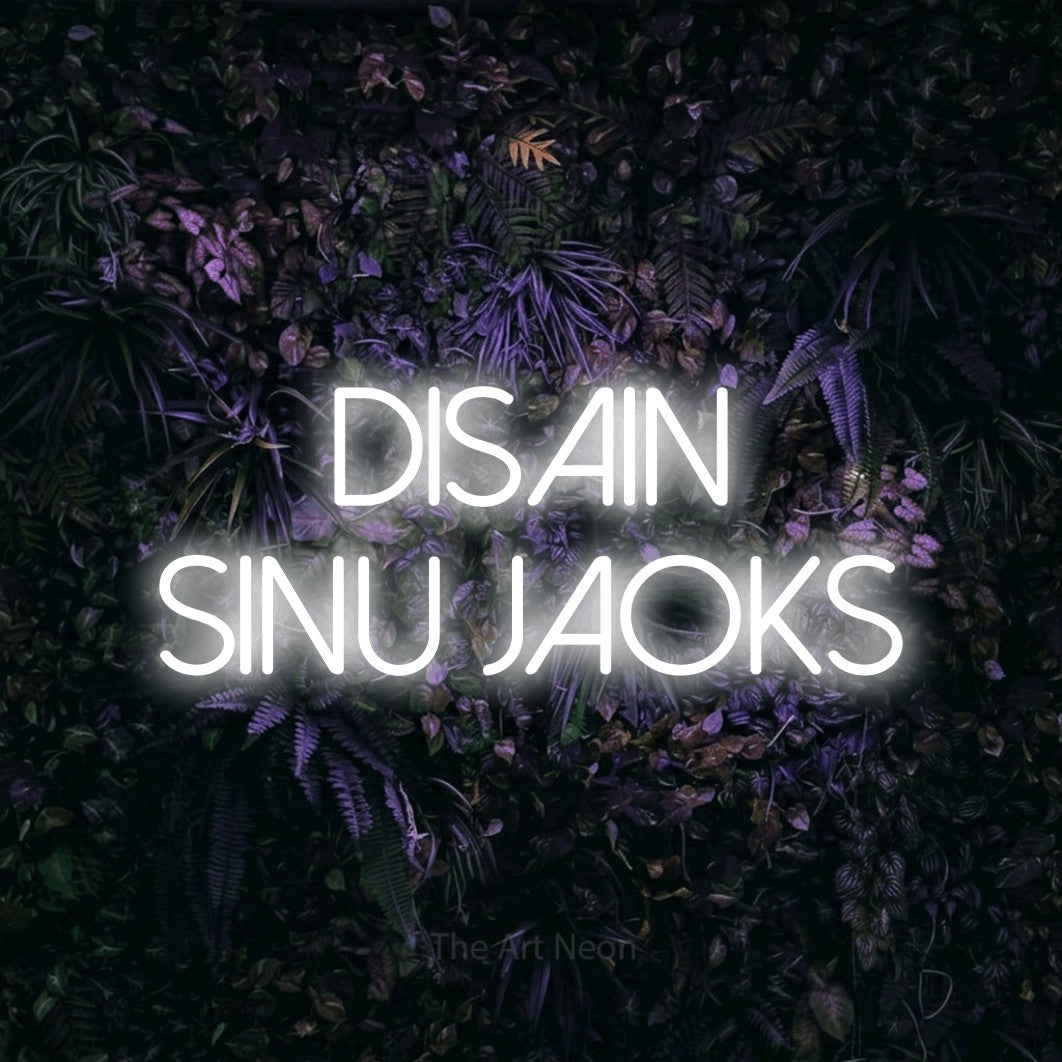 LED neon sign reading “Disain Sinu Jaoks”, arranged in two lines.