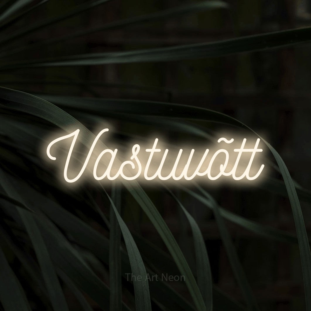 LED neon sign reading “Vastuvõtt”, arranged in a single line.