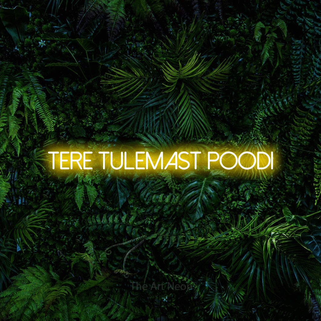 LED neon sign reading “Tere Tulemast Poodi”, arranged in a single line.