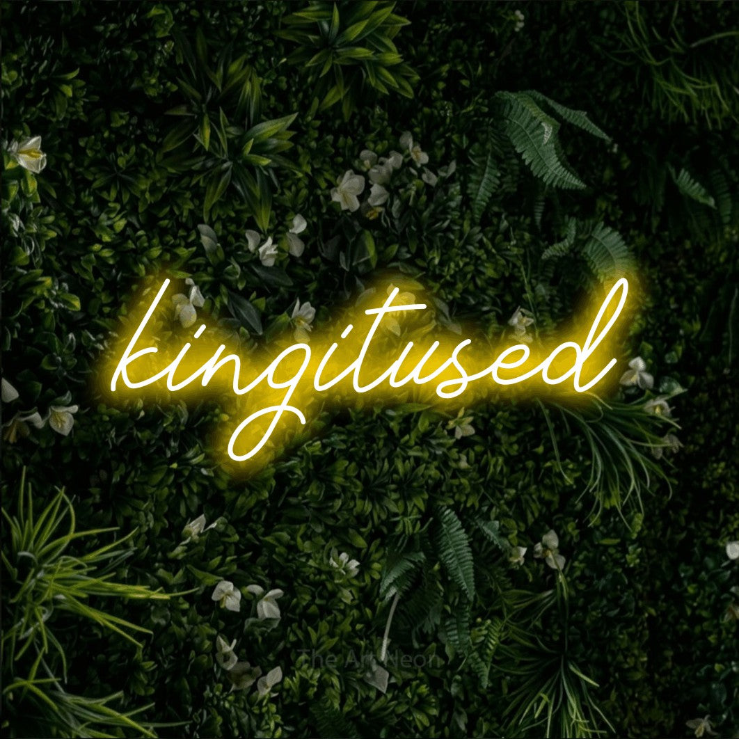 LED neon sign reading “kingitused”, arranged in a single line.