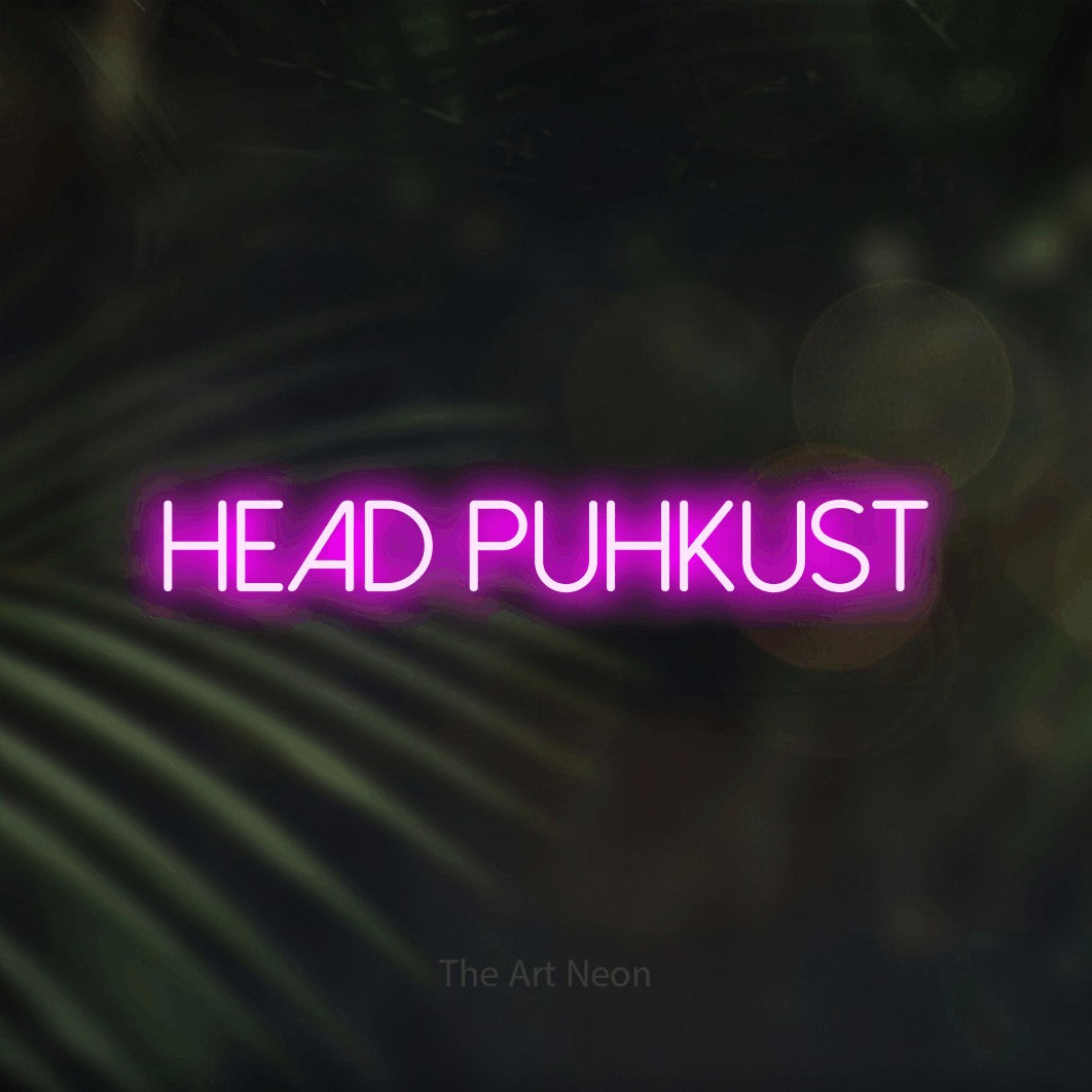 LED neon sign reading “HEAD PUHKUST”, arranged in a single line.
