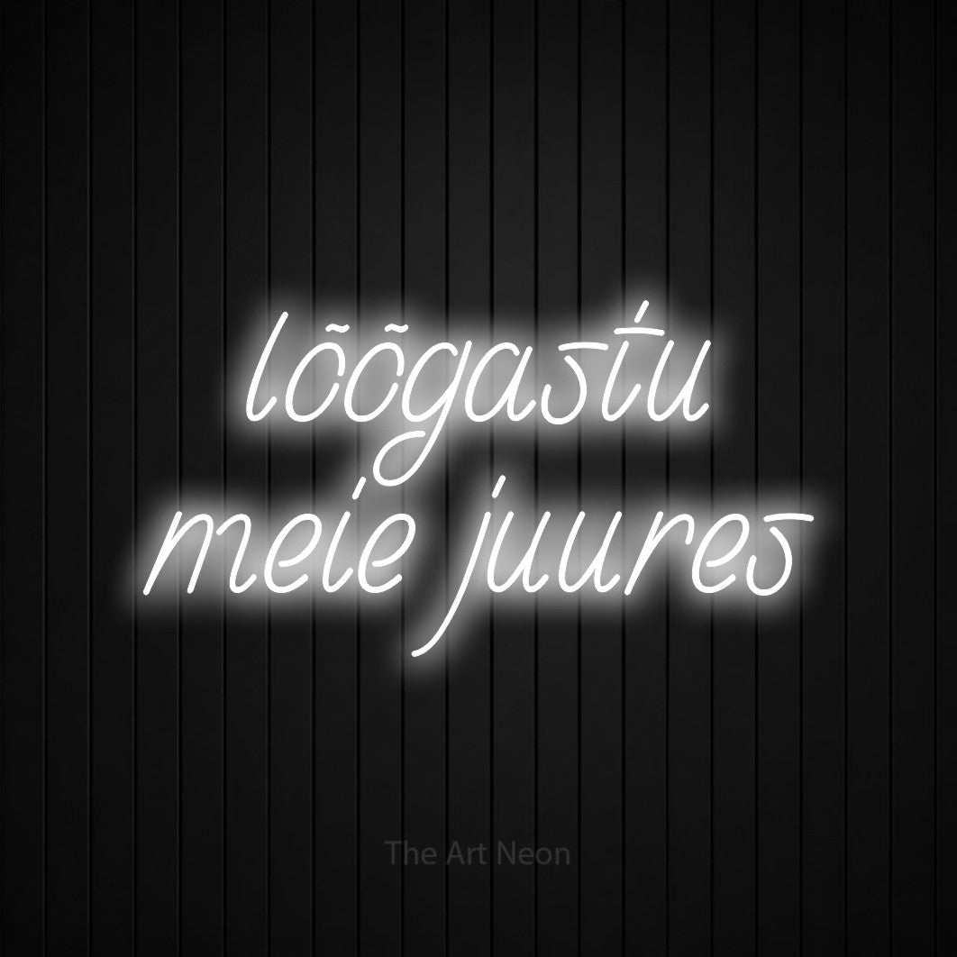 LED neon sign reading “lõõgastu meie juures”, arranged in two lines.