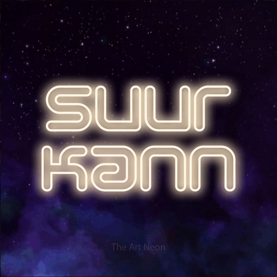 LED neon sign reading “Suur Kann”, arranged in two lines.