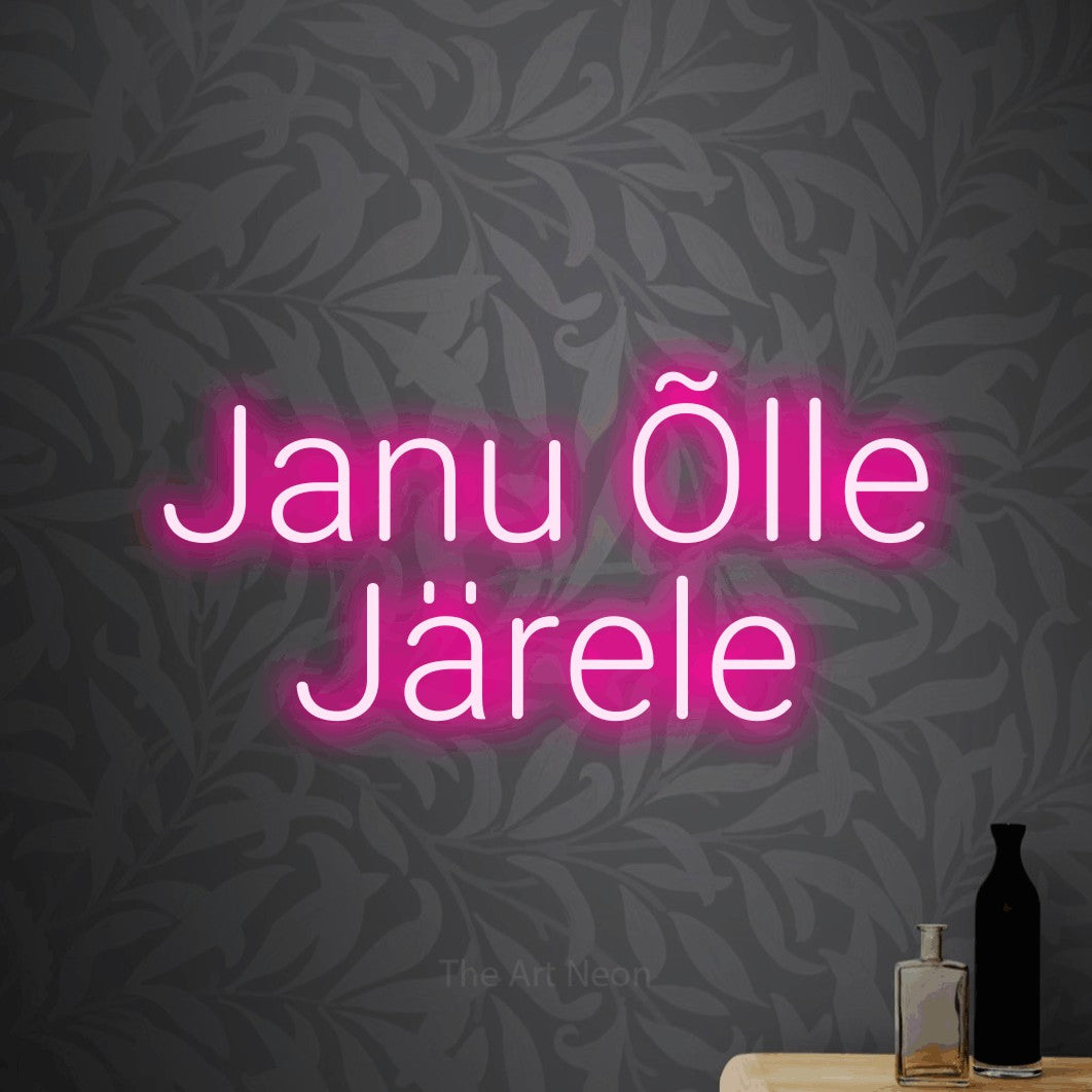 LED neon sign reading “Janu Õlle Järele”, arranged in two lines.