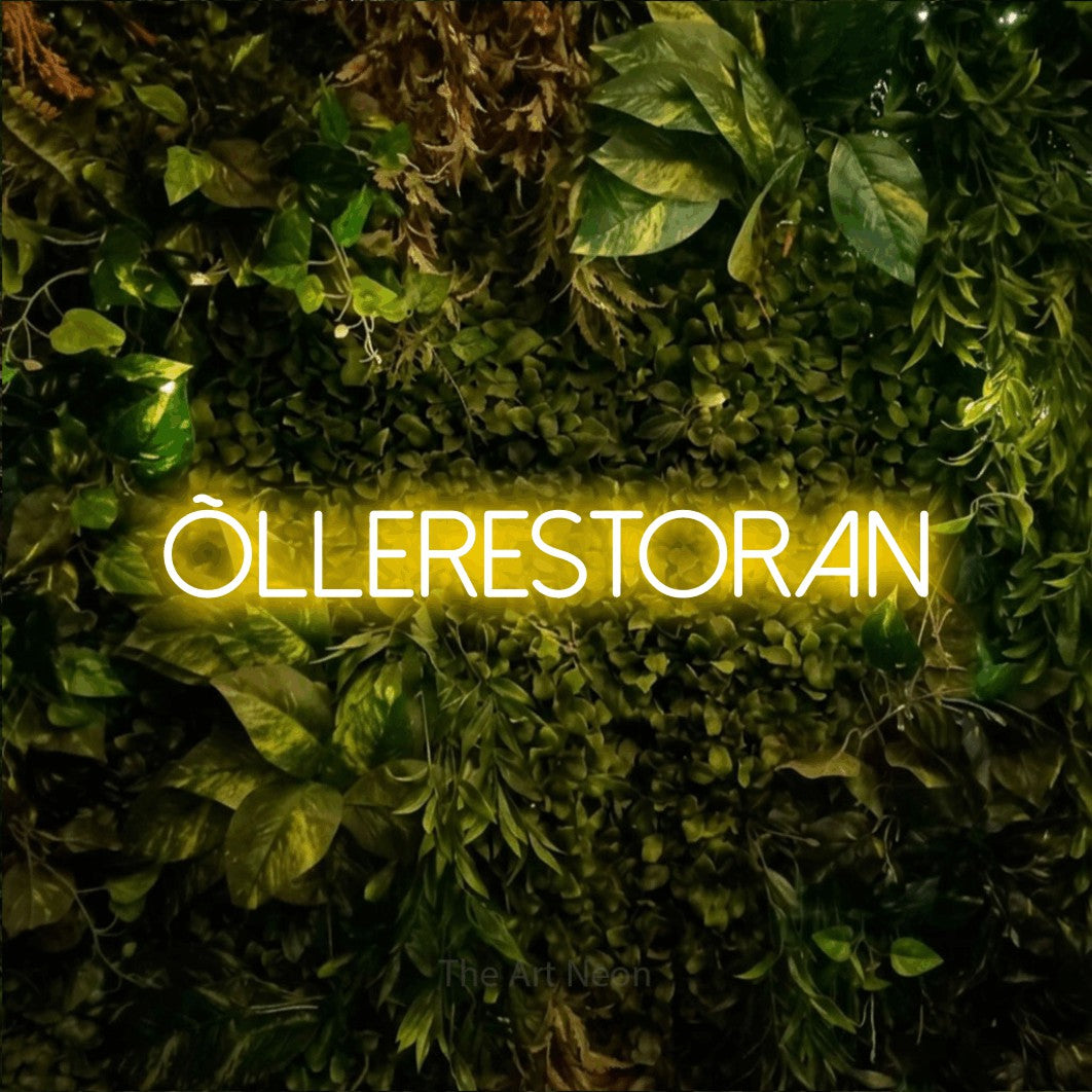 LED neon sign reading “õllerestoran”, arranged in a single line.