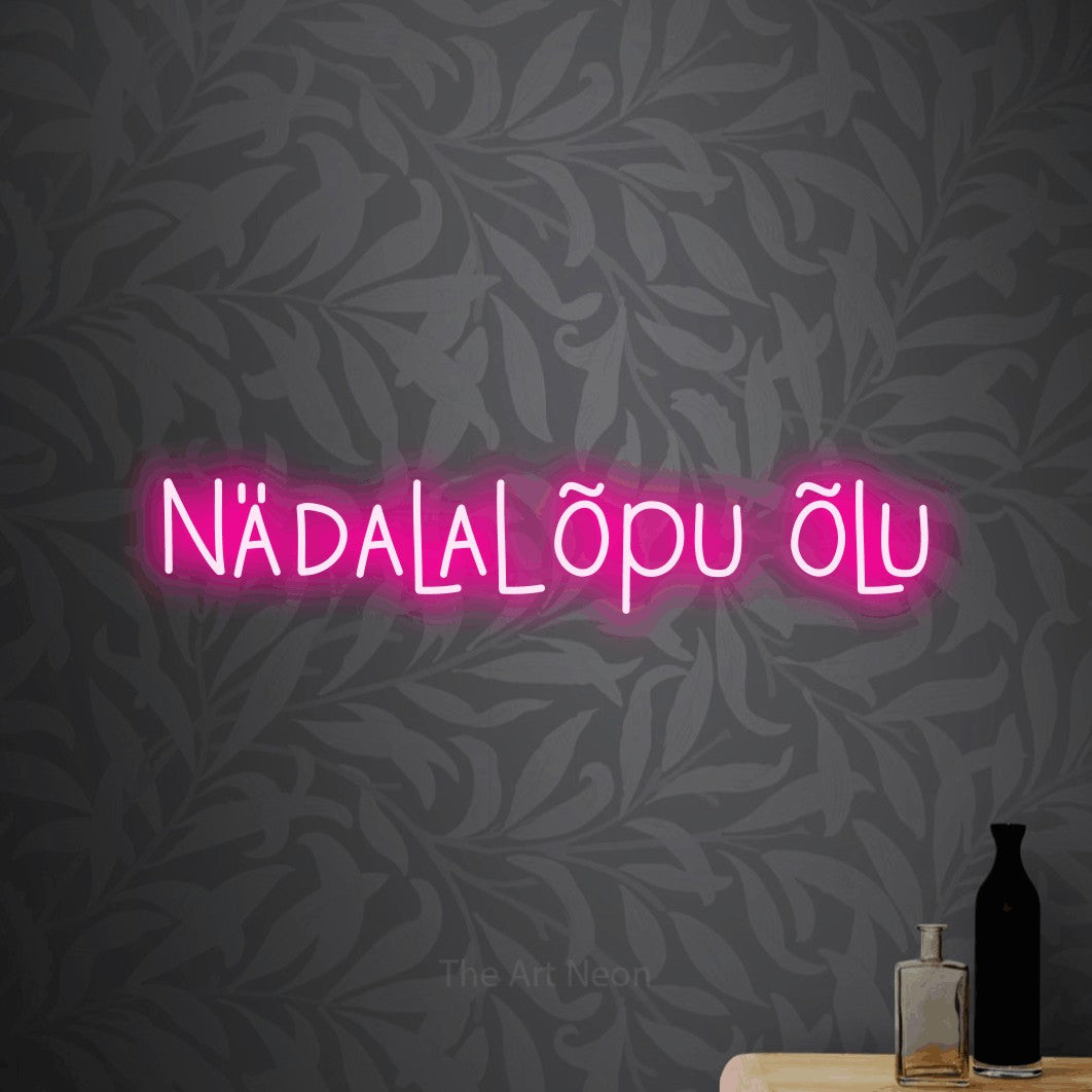 LED neon sign reading “Nädalalõpu õlu”, arranged in a single line.