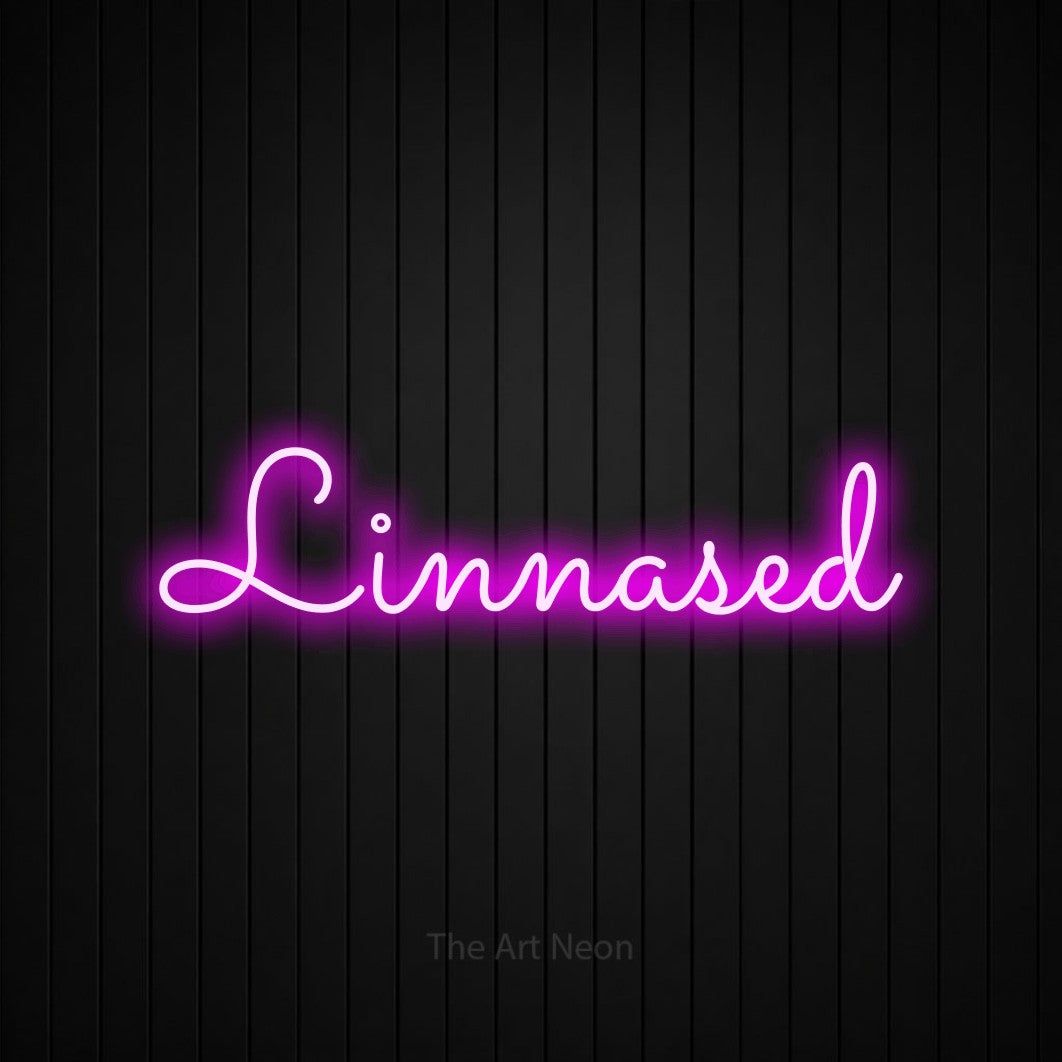 LED neon sign reading “Linnased”, arranged in a single line.