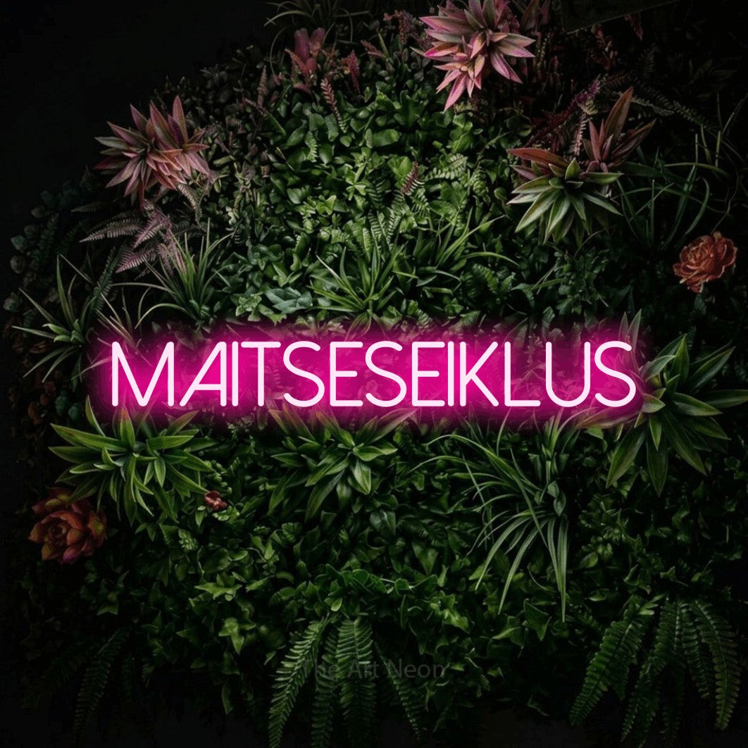 LED neon sign reading “maitseseiklus”, arranged in a single line.
