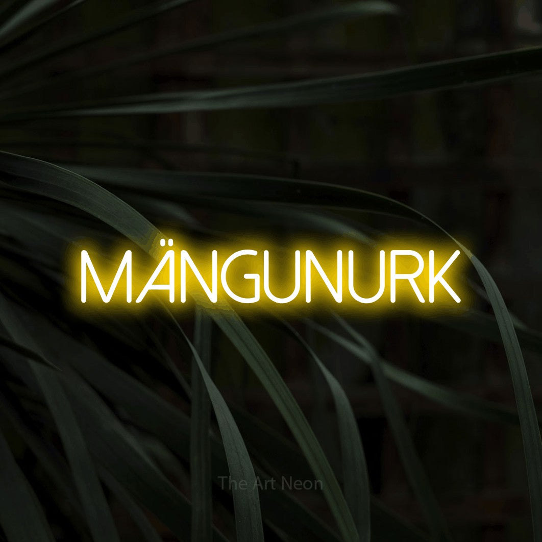 LED neon sign reading “Mängunurk”, arranged in a single line.