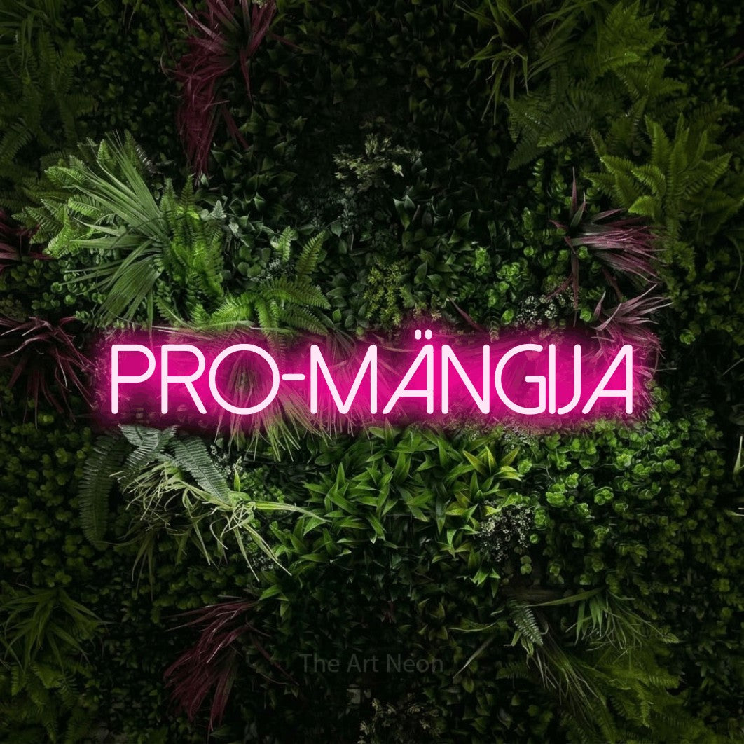 LED neon sign reading “Pro-Mängija”, arranged in a single line.