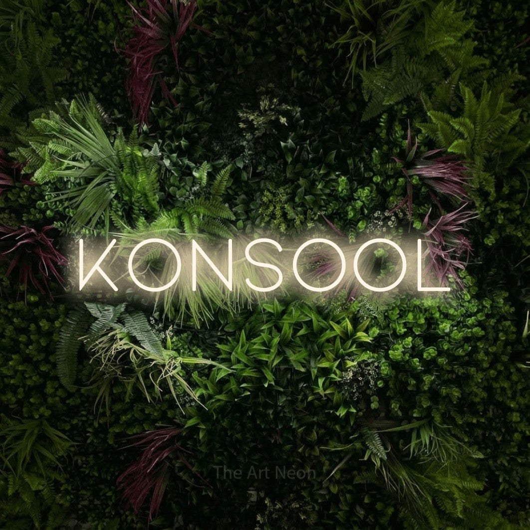 LED neon sign reading “konsool”, arranged in a single line.