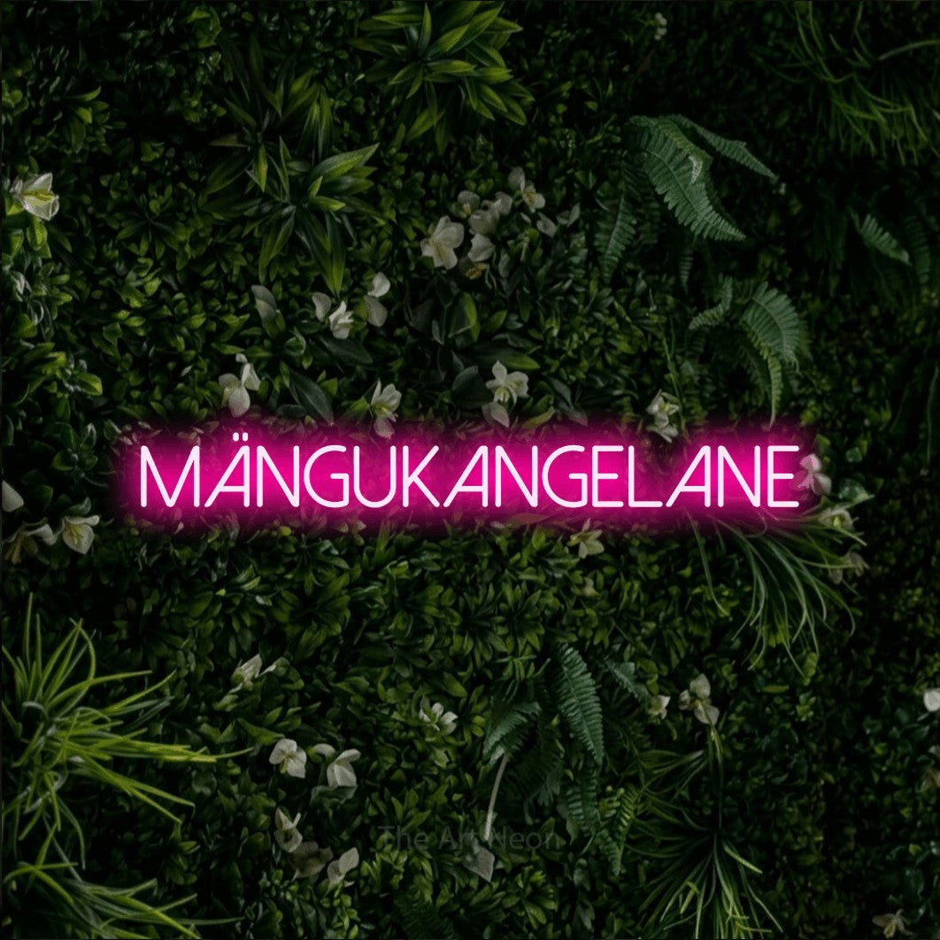 LED neon sign reading “Mängukangelane”, arranged in a single line.