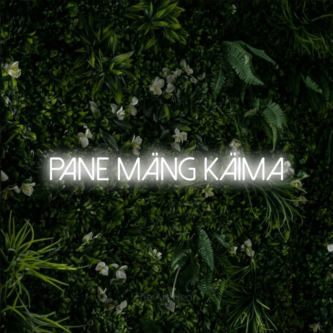 LED neon sign reading “pane mäng käima”, arranged in a single line.