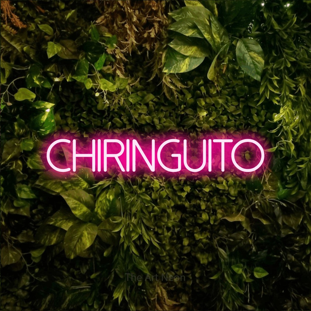 LED neon sign reading “CHIRINGUITO”, arranged in a single line.