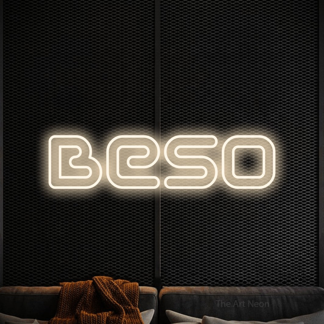 LED neon sign reading “Beso”, arranged in a single line.