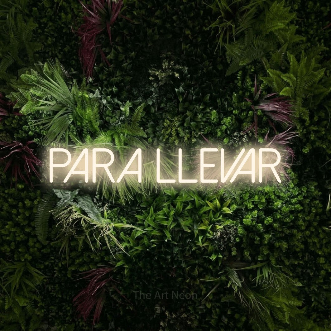 LED neon sign reading “para llevar”, arranged in a single line.