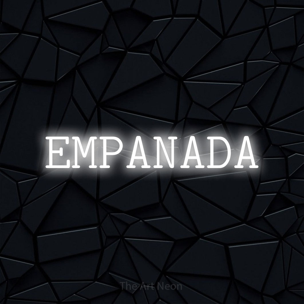 LED neon sign reading “EMPANADA”, arranged in a single line.