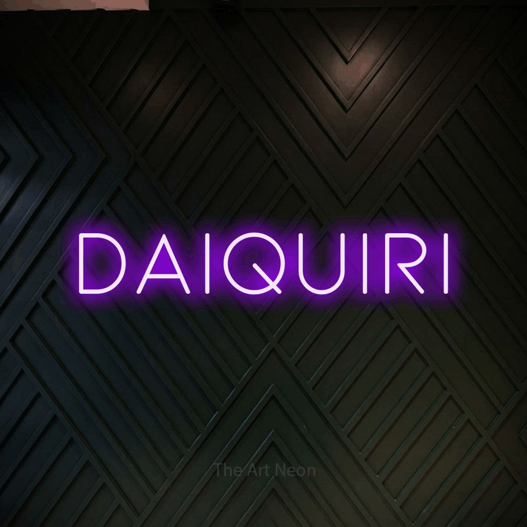 LED neon sign reading “DAIQUIRI”, arranged in a single line.