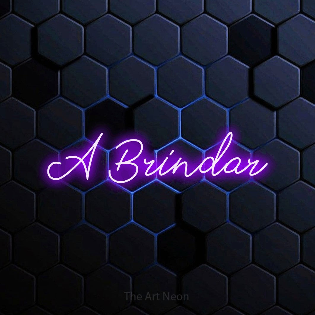 LED neon sign reading “A Brindar”, arranged in a single line.