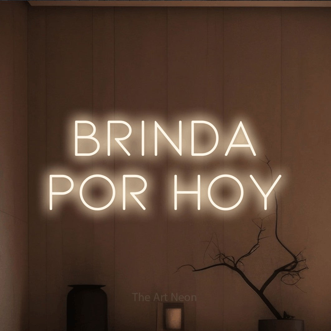 LED neon sign reading “BRINDA por hoy”, arranged in 2 lines.