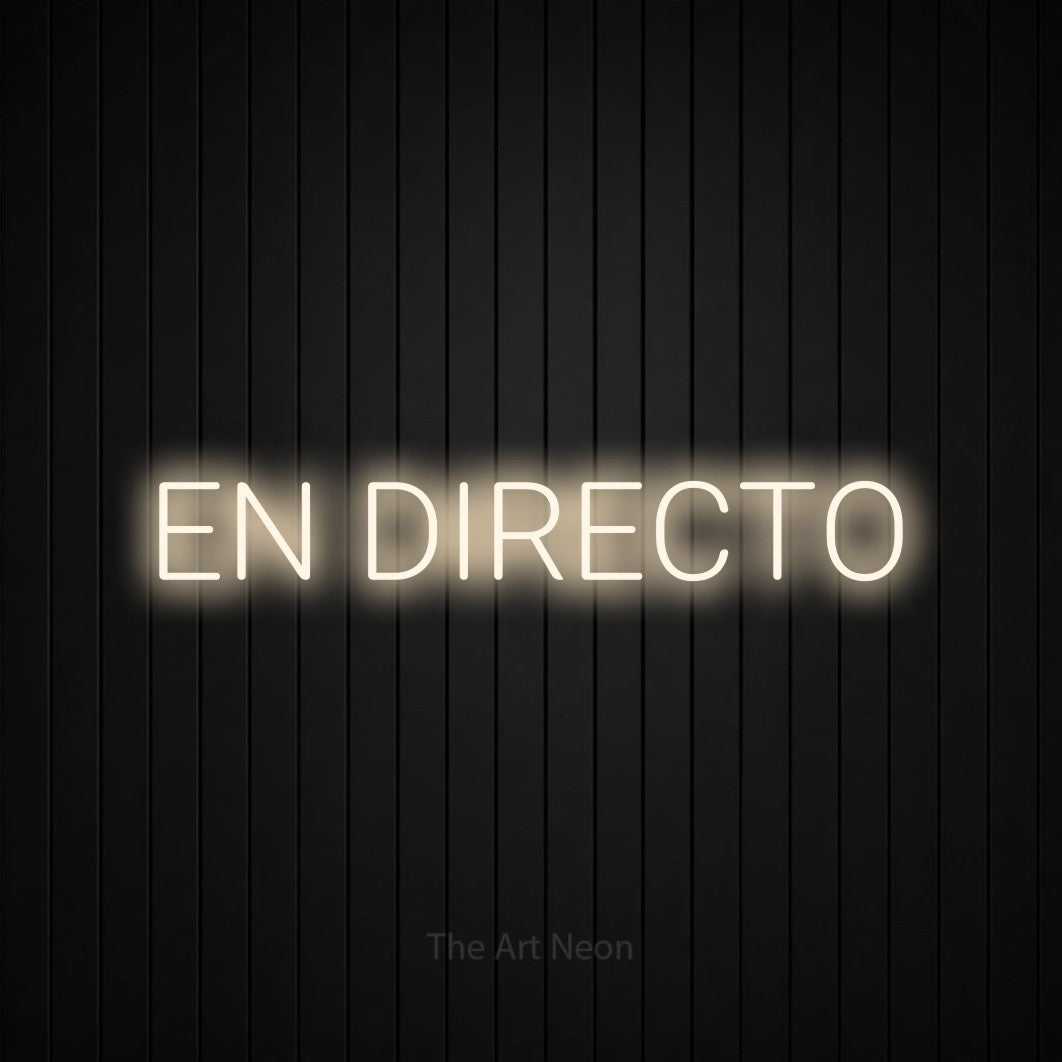 LED neon sign reading “EN DIRECTO”, arranged in a single line.