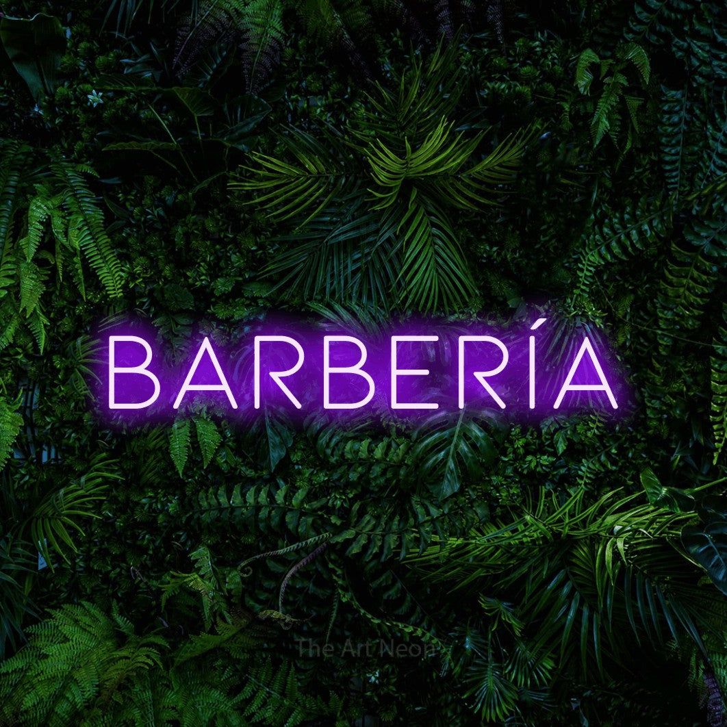 LED neon sign reading “BARBERÍA”, arranged in a single line.