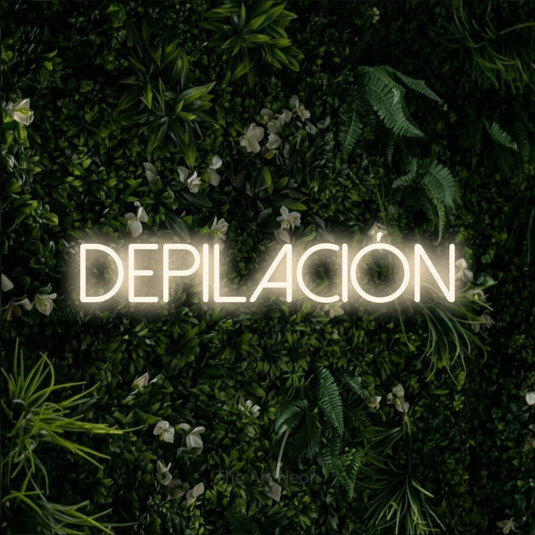 LED neon sign reading “Depilación”, arranged in a single line.
