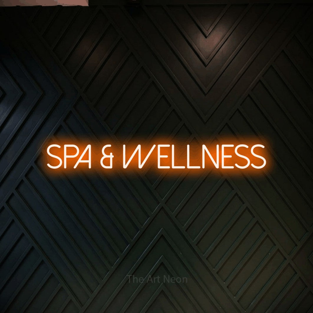 LED neon sign reading “SPA & WELLNESS”, arranged in a single line.