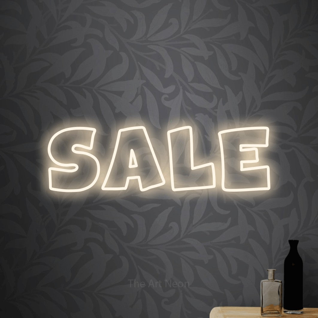LED neon sign reading “SALE”, arranged in a single line.