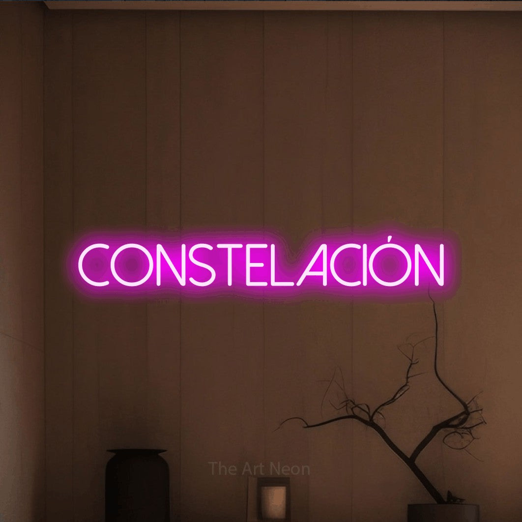 LED neon sign reading “CONSTELACIÓN”, arranged in a single line.