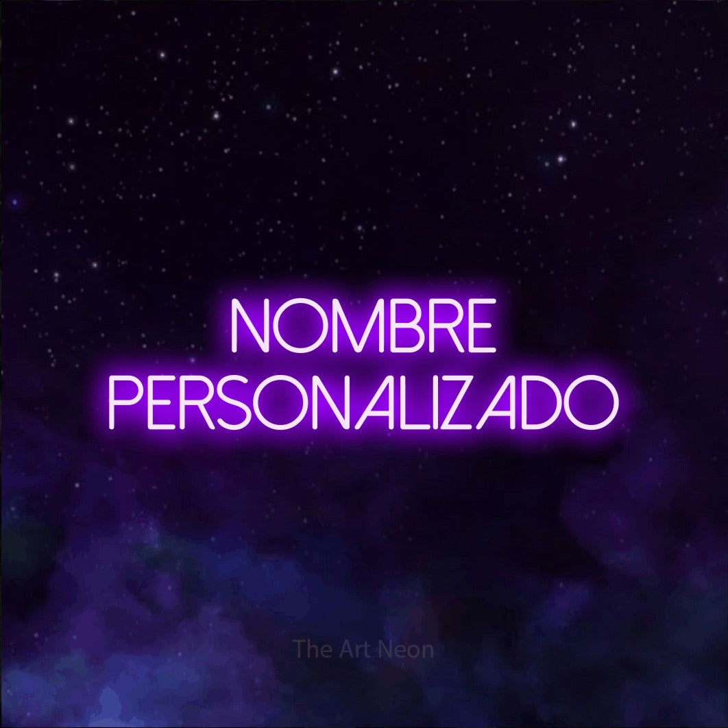 LED neon sign reading “nombre PERSONALIZADO”, arranged in 2 lines.