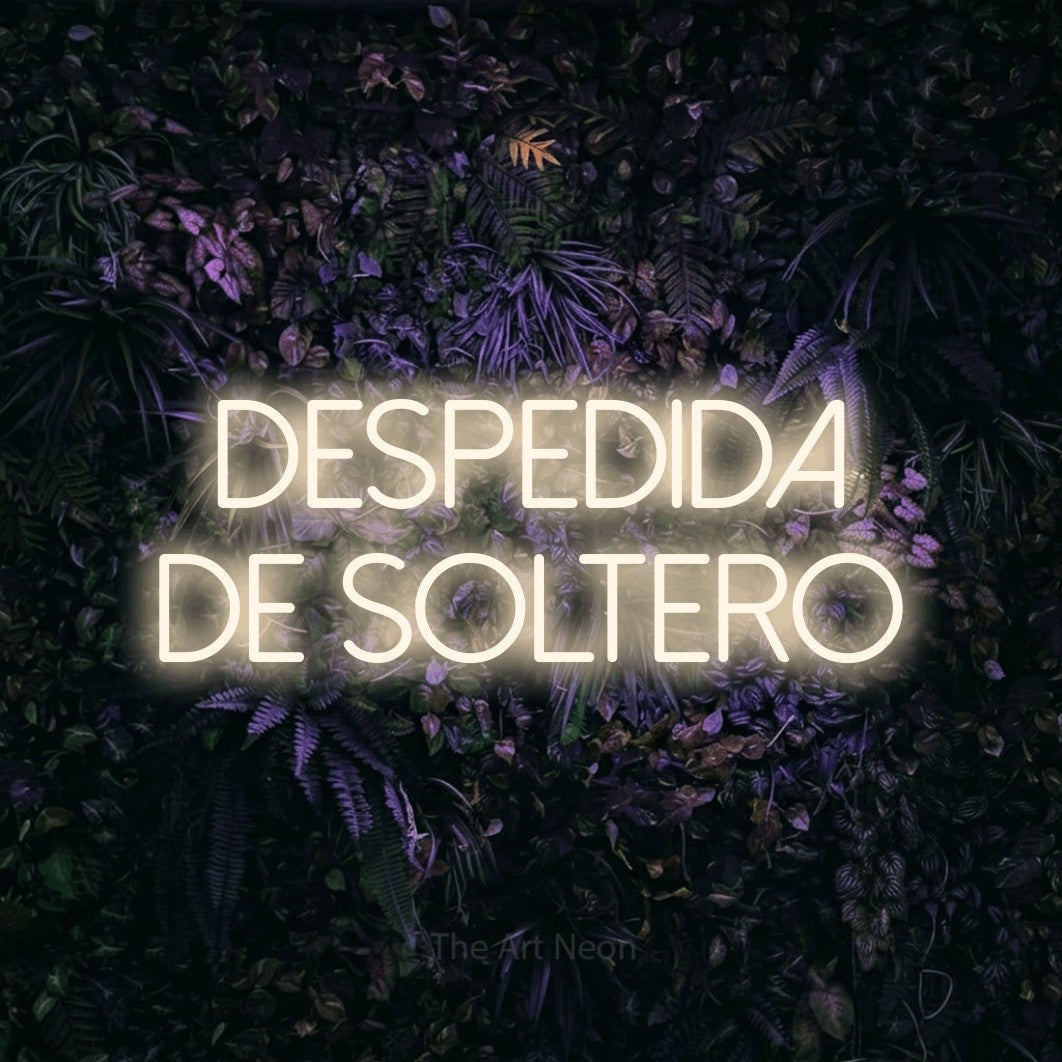 LED neon sign reading “Despedida de Soltero”, arranged in 2 lines.