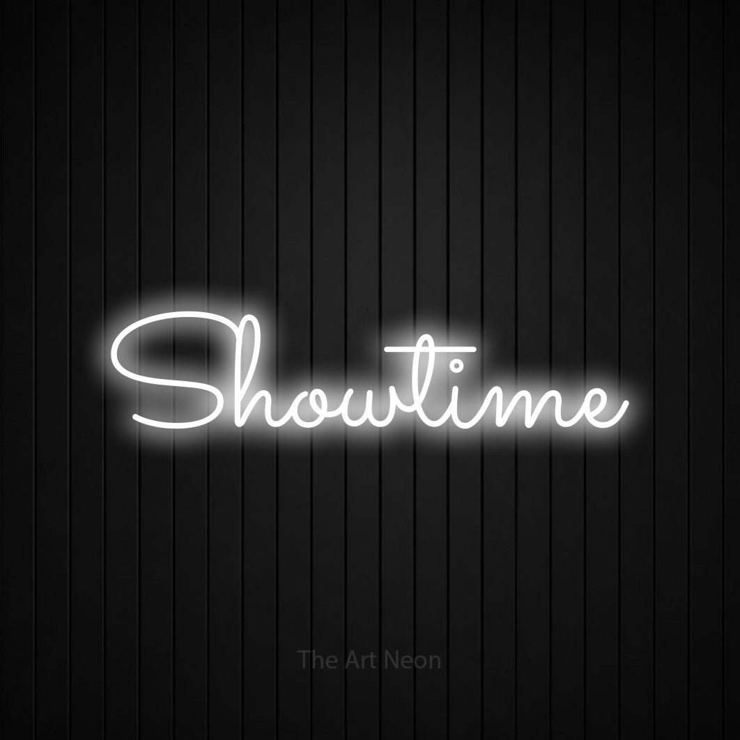 LED neon sign reading “Showtime”, arranged in a single line.