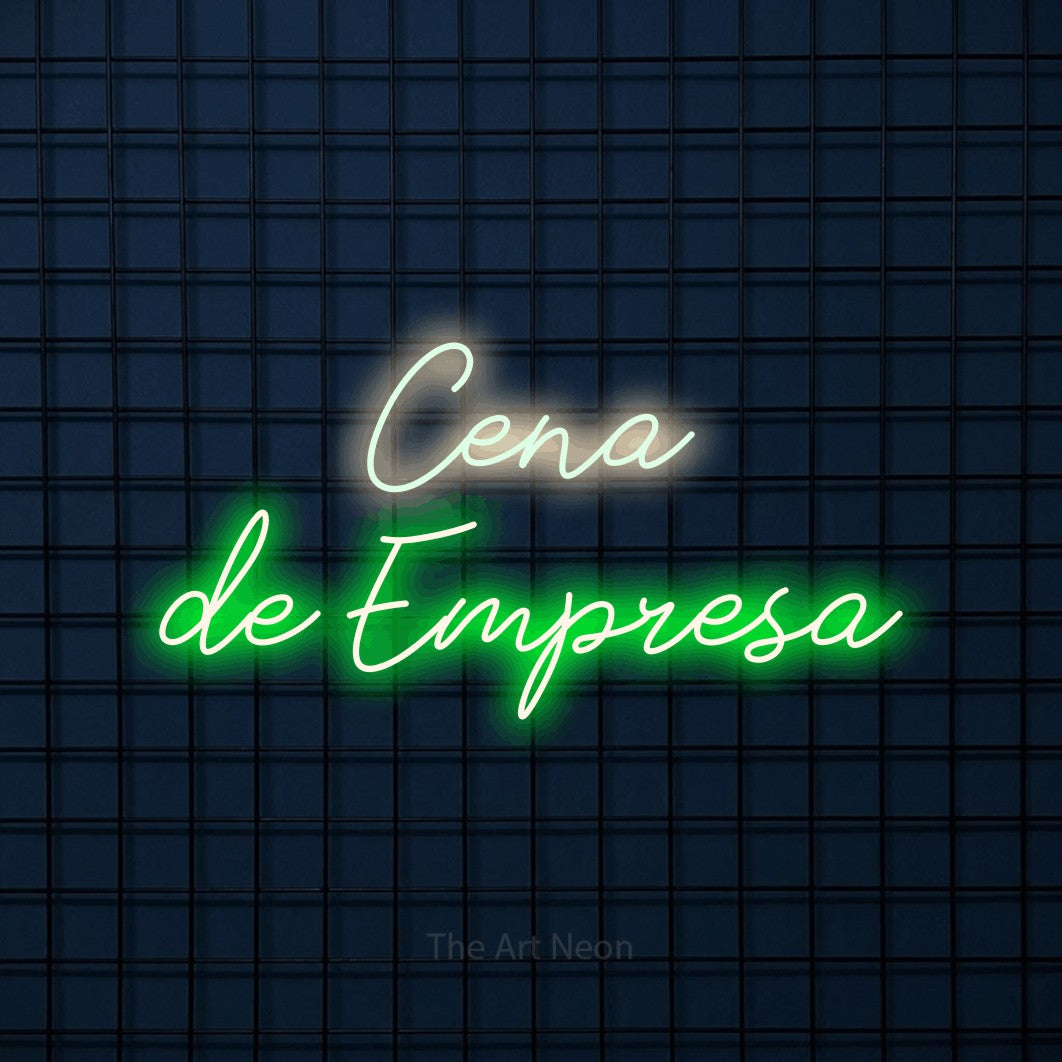 LED neon sign reading “Cena de Empresa”, arranged in 2 lines.