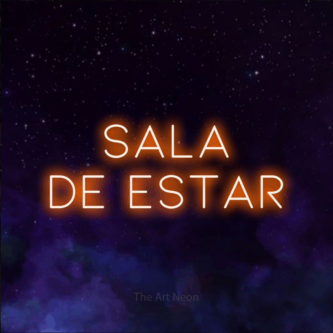 LED neon sign reading “SALA DE ESTAR”, arranged in 2 lines.