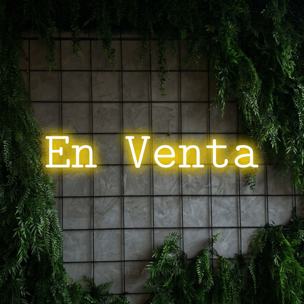 LED neon sign reading “En Venta”, arranged in a single line.