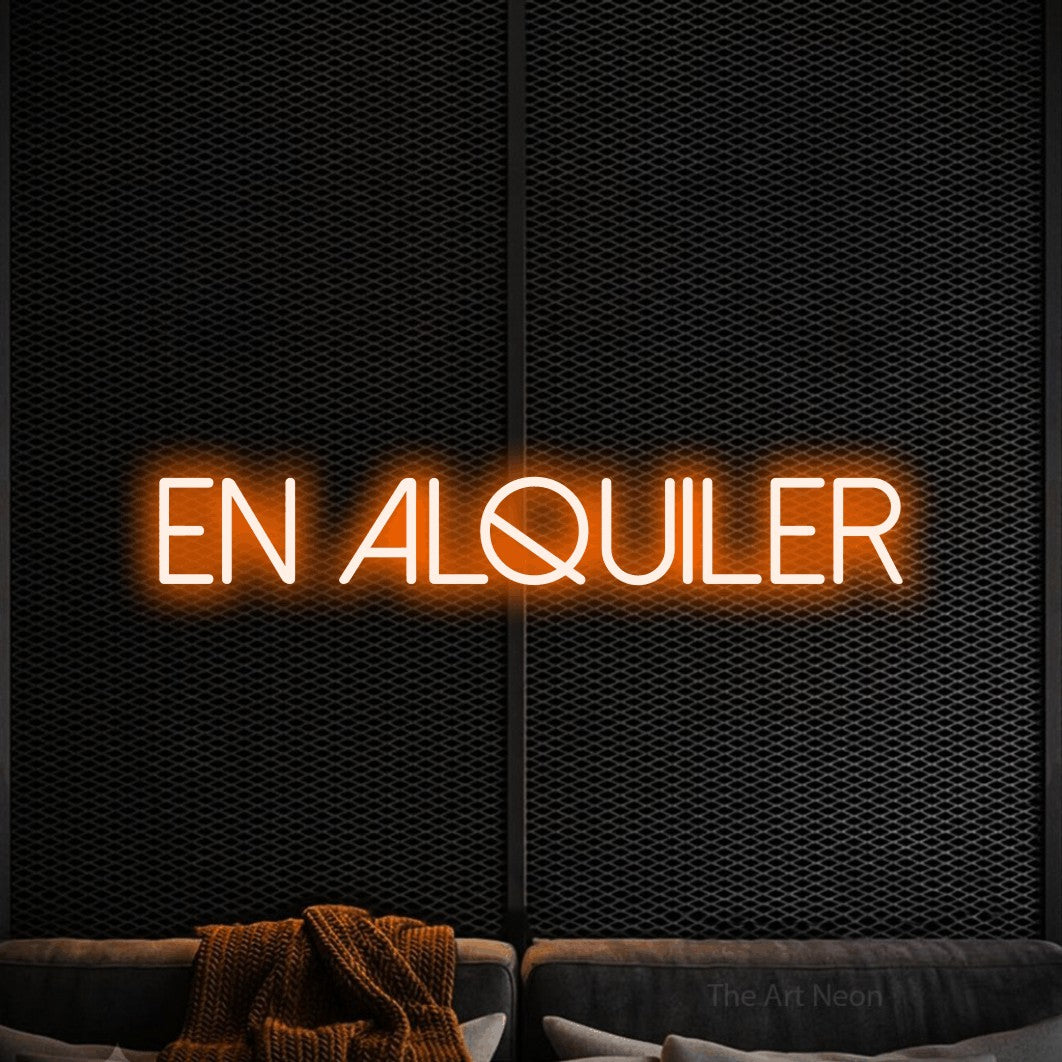 LED neon sign reading “EN ALQUILER”, arranged in a single line.