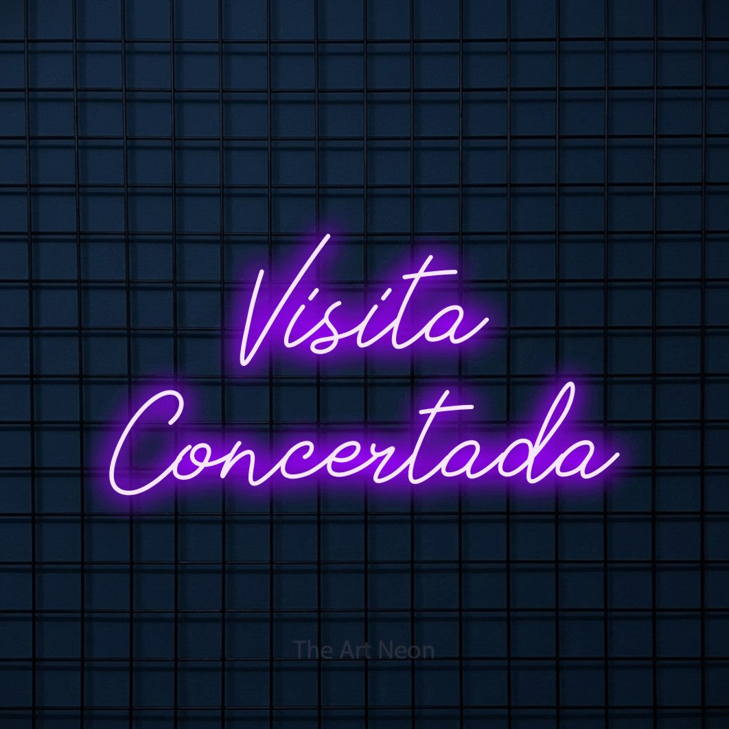 LED neon sign reading “Visita Concertada”, arranged in 2 lines.